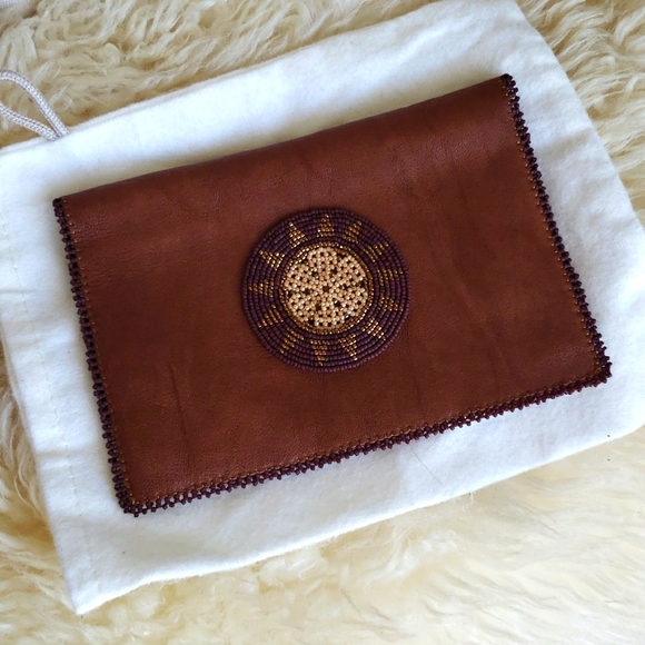 NEW Artist Designed soft leather wallet passport case billfold Hand Beaded. Wow! - Picture 4 of 10